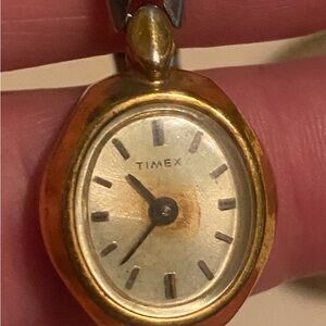 Timex antique Women's Gold Oval Pendant Watch Necklace